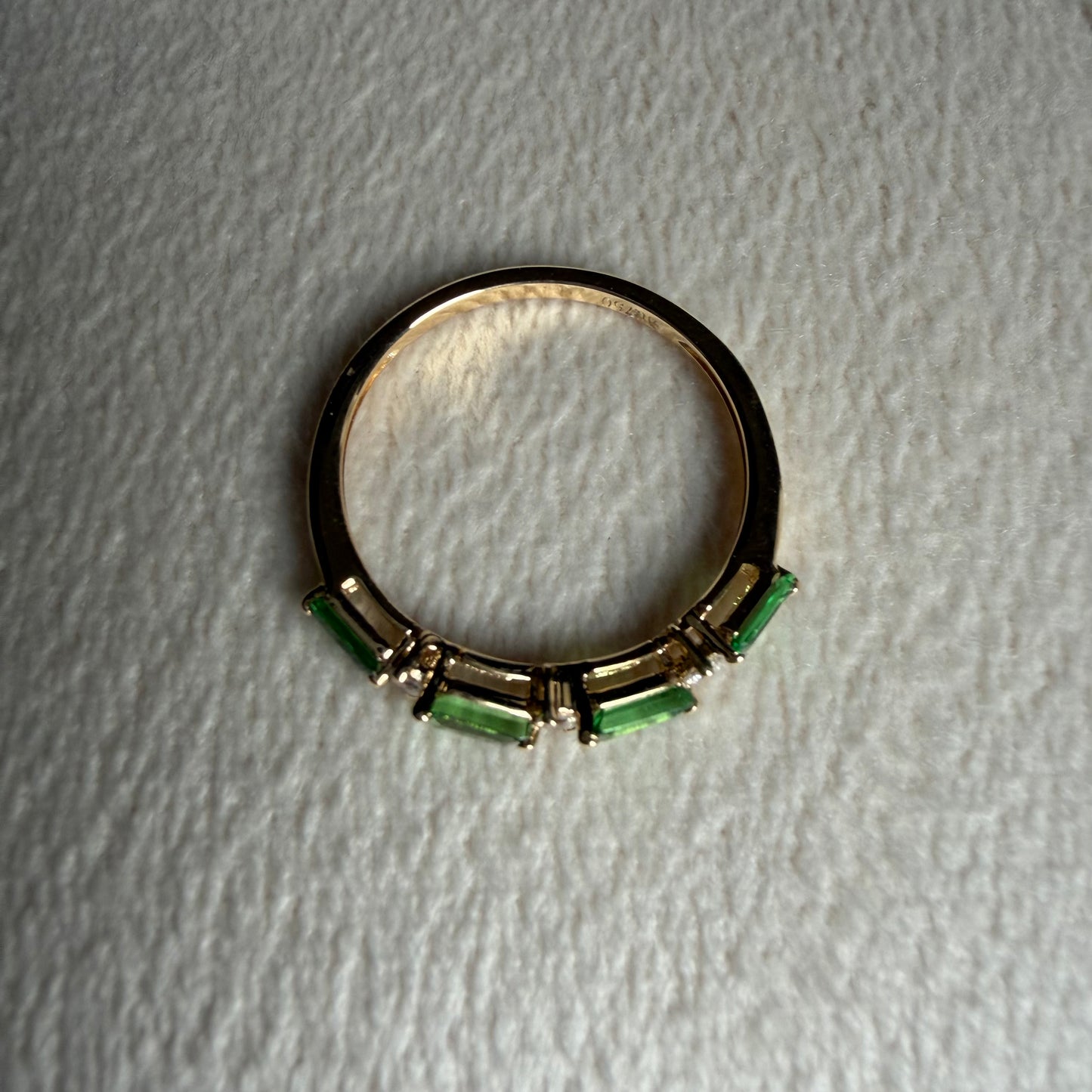 Tsavorite Baguette and Diamond Ring