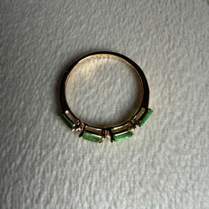 Tsavorite Baguette and Diamond Ring