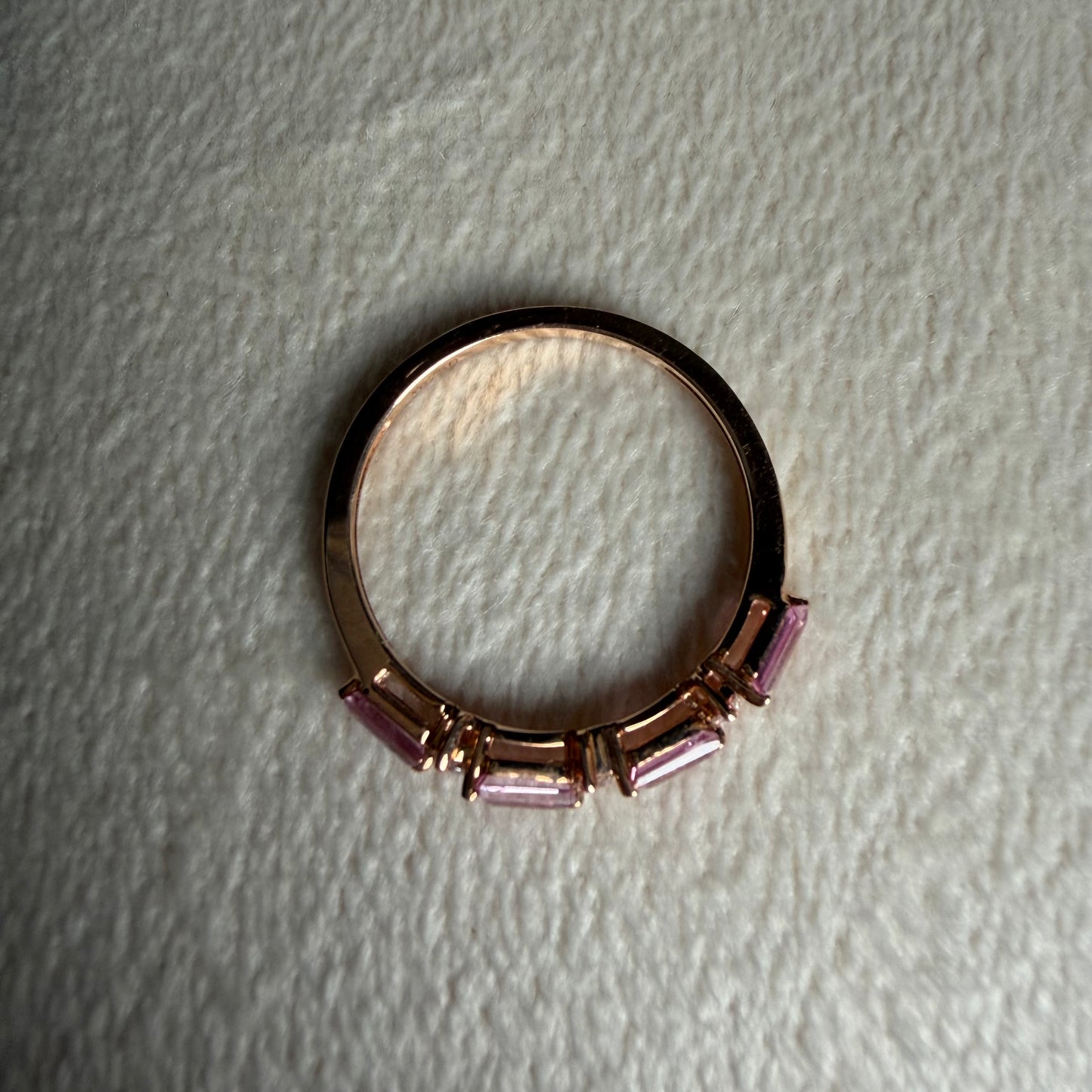 Pink Sapphire Baguette and Diamond Ring