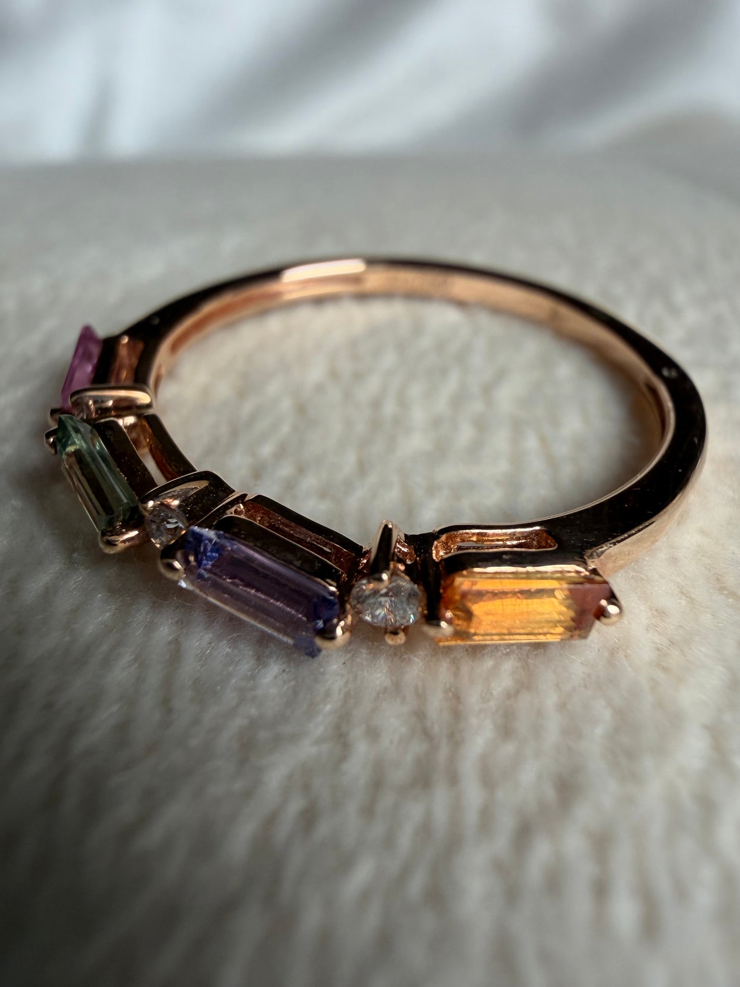 Multi-Gemstone Baguette and Diamond Ring