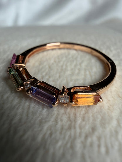 Multi-Gemstone Baguette and Diamond Ring