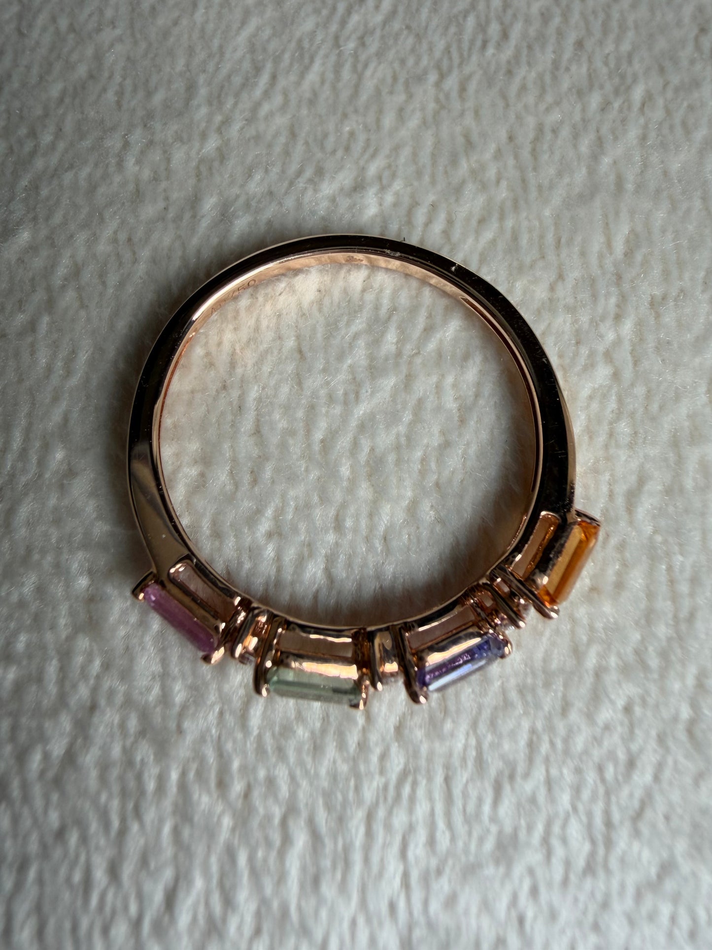 Multi-Gemstone Baguette and Diamond Ring