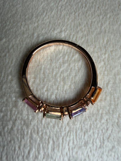 Multi-Gemstone Baguette and Diamond Ring