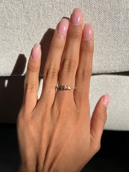 Multi-Colored Sapphire Baguette and Diamond Ring